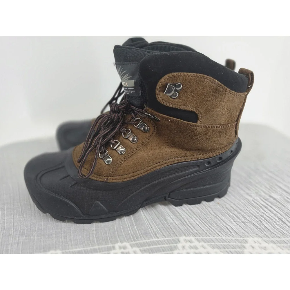 Itasca Mens 3M Thinsulate Insulated Snow Boots Brown Black Winter 6448081 Sz 11